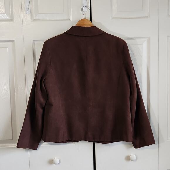 Studio Works Womens Chocolate Brown Blazer Jacket Size 14 Buckle Western Neutral - Picture 2 of 10